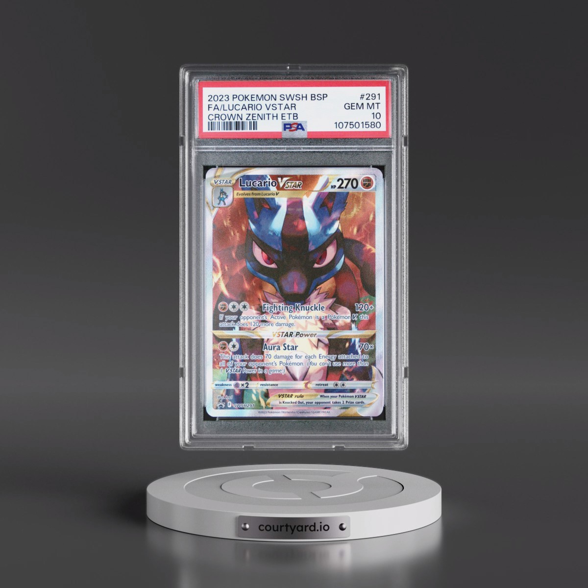 2023 Pokémon Swsh Black Star Promo #291 Lucario Vstar - Full Art Crown Zenith Elite Trainer Box (PSA 10 GEM MINT)