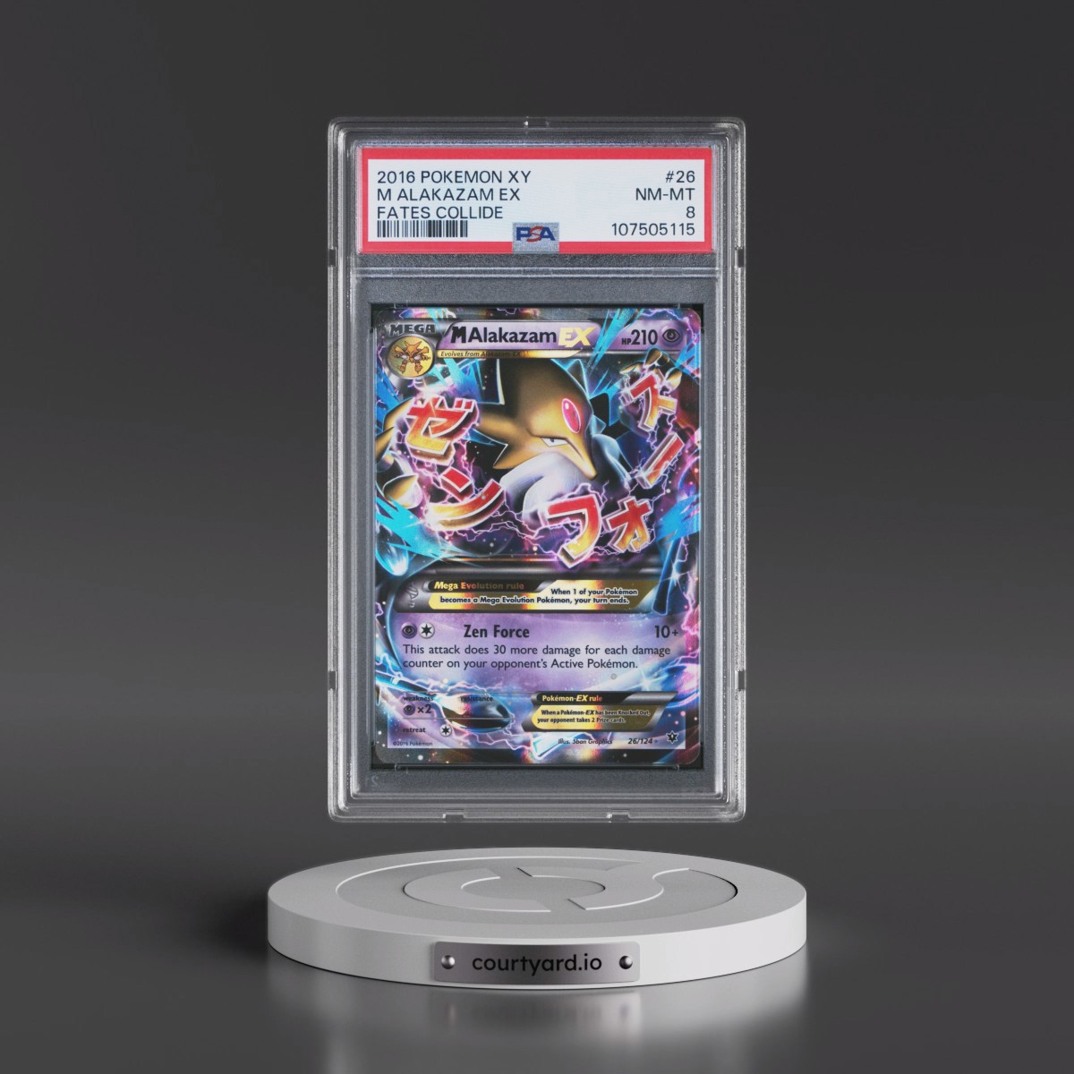 2016 Pokémon XY Fates Collide #26 M Alakazam EX - Holo (PSA 8 NM-MT)