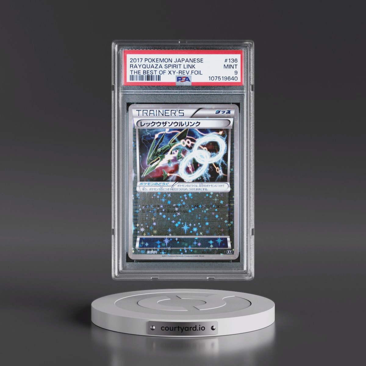 2017 Pokémon the Best of XY #136 Rayquaza Spirit Link - Reverse Foil (PSA 9 MINT)