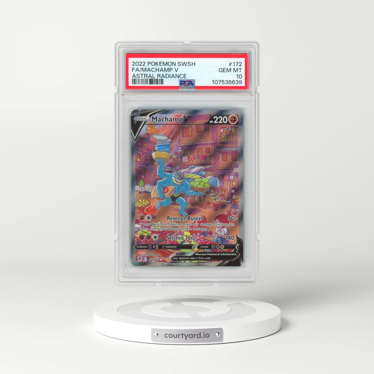 2022 Pokémon Sword & Shield Astral Radiance #172 Machamp V - Holo Full Art (PSA 10 GEM MINT)