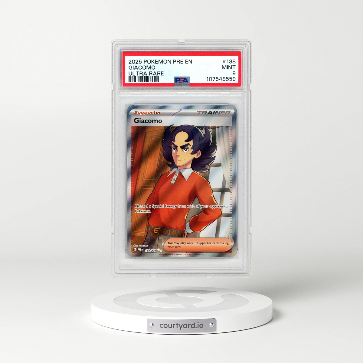 2025 Pokémon Pre EN-Prismatic Evolutions #138 Giacomo - Ultra Rare (PSA 9 MINT)