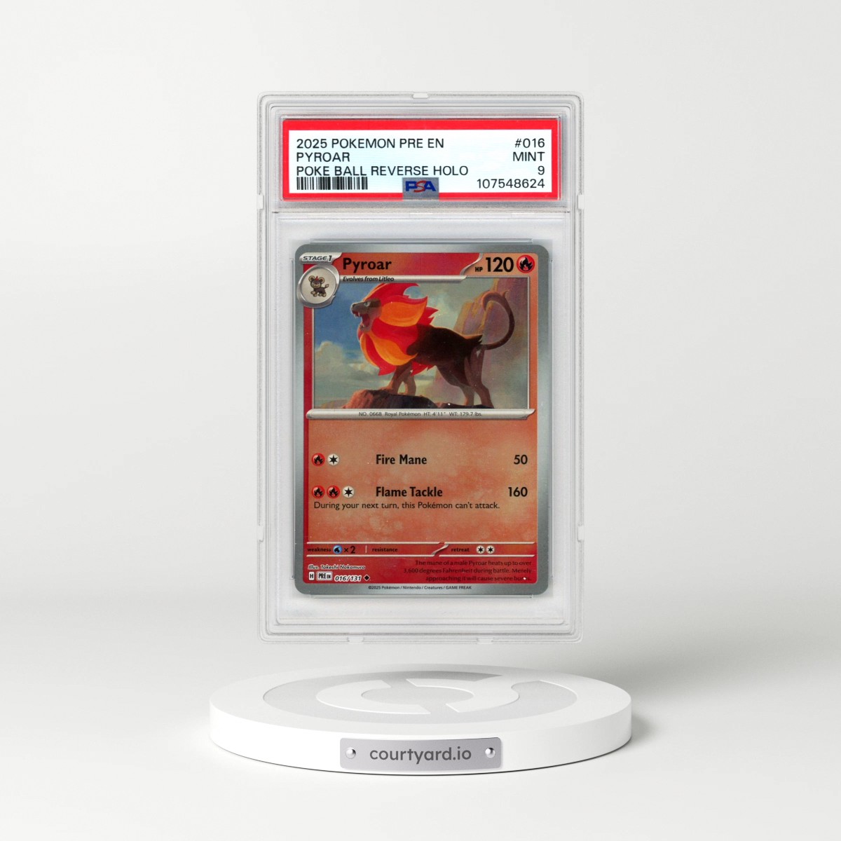 2025 Pokémon Pre EN-Prismatic Evolutions #016 Pyroar - Reverse Holo Poke Ball (PSA 9 MINT)