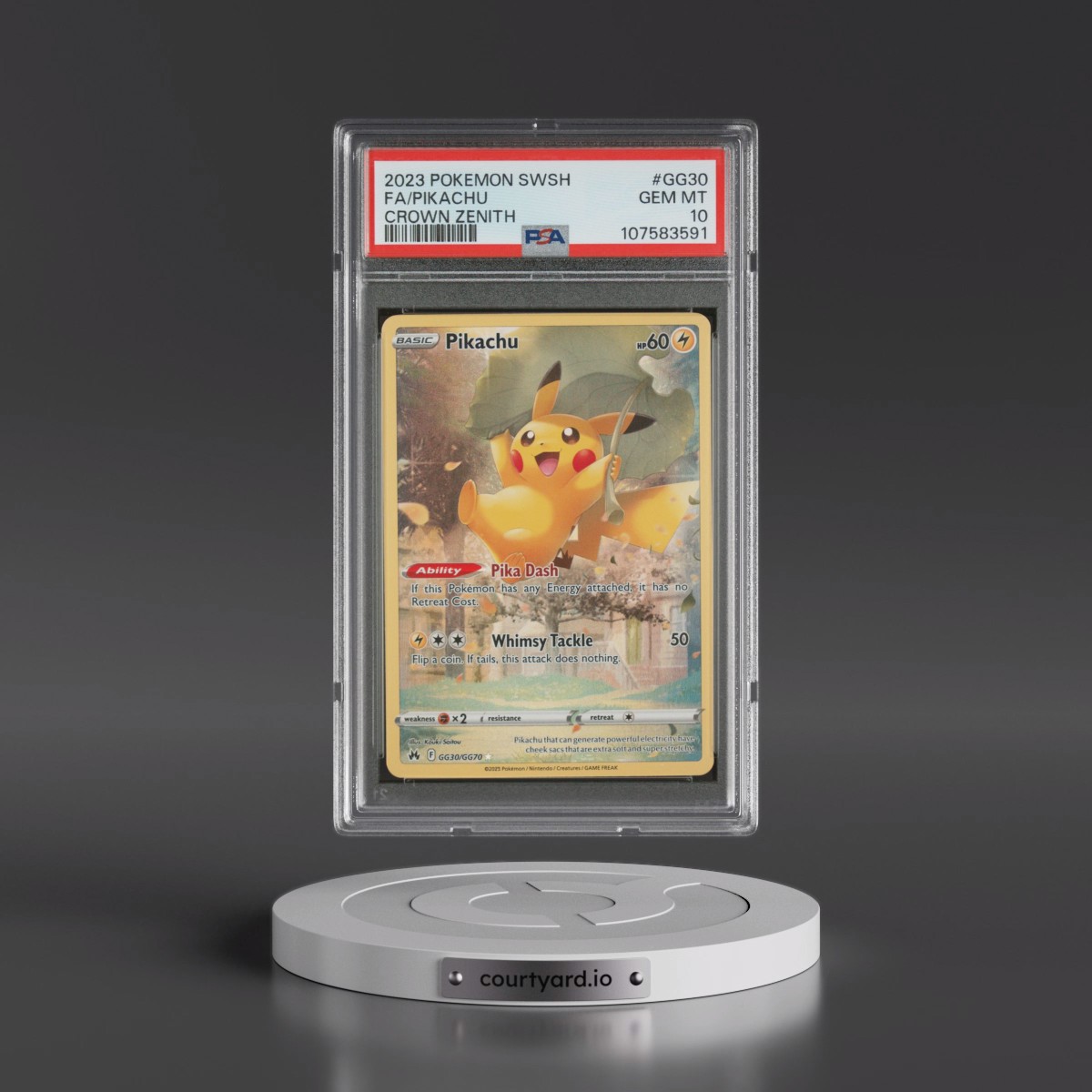 2023 Pokémon Sword and Shield Crown Zenith #GG30 Pikachu - Full Art (PSA 10 GEM MINT)