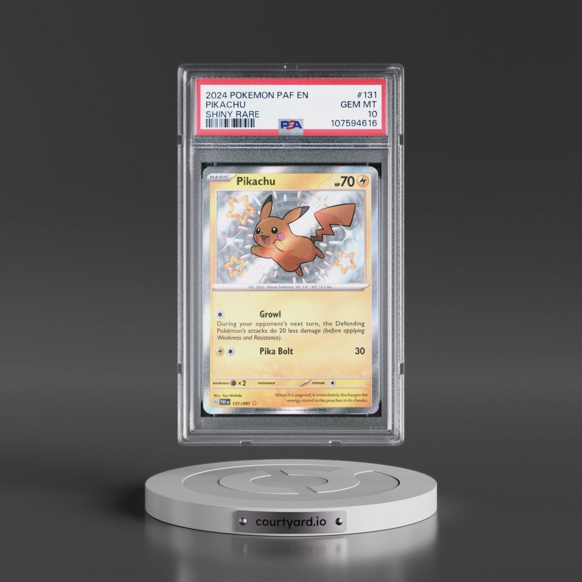2024 Pokémon Paf EN-Paldean Fates #131 Pikachu - Shiny Rare (PSA 10 GEM MINT)