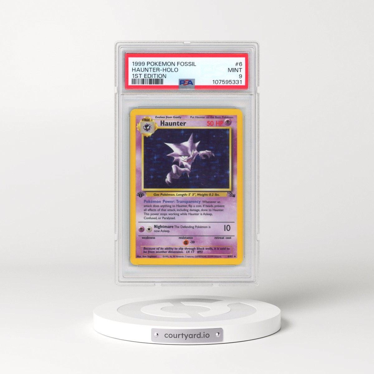 1999 Pokémon Fossil #6 Haunter - 1st Edition Holo (PSA 9 MINT)