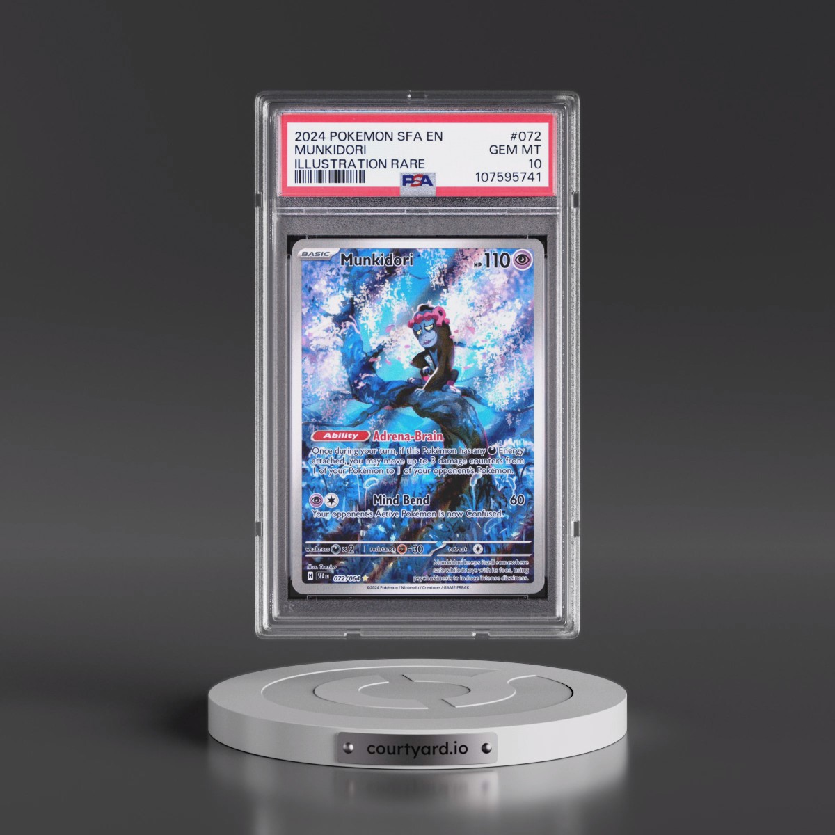 2024 Pokémon Sfa EN-Shrouded Fable #072 Munkidori - Illustration Rare (PSA 10 GEM MINT)