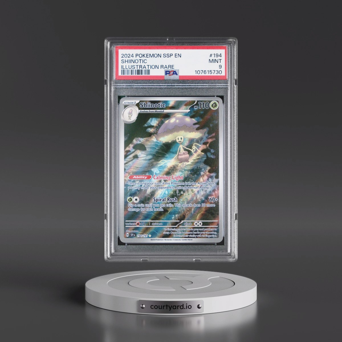 2024 Pokémon Ssp EN-Surging Sparks #194 Shiinotic - Illustration Rare (PSA 9 MINT)