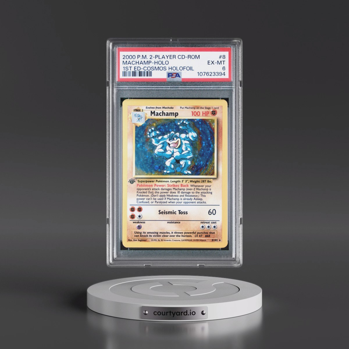 2000 Pokémon 2-Player CD-Rom Starter Set #8 Machamp - 1st Edition Cosmos Holofoil (PSA 6 EX-MT)