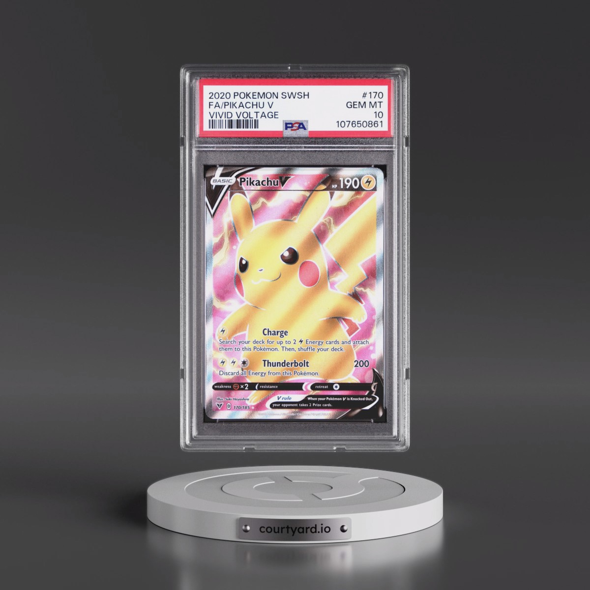 2020 Pokémon Sword & Shield Vivid Voltage #170 Pikachu V - Holo Full Art (PSA 10 GEM MINT)