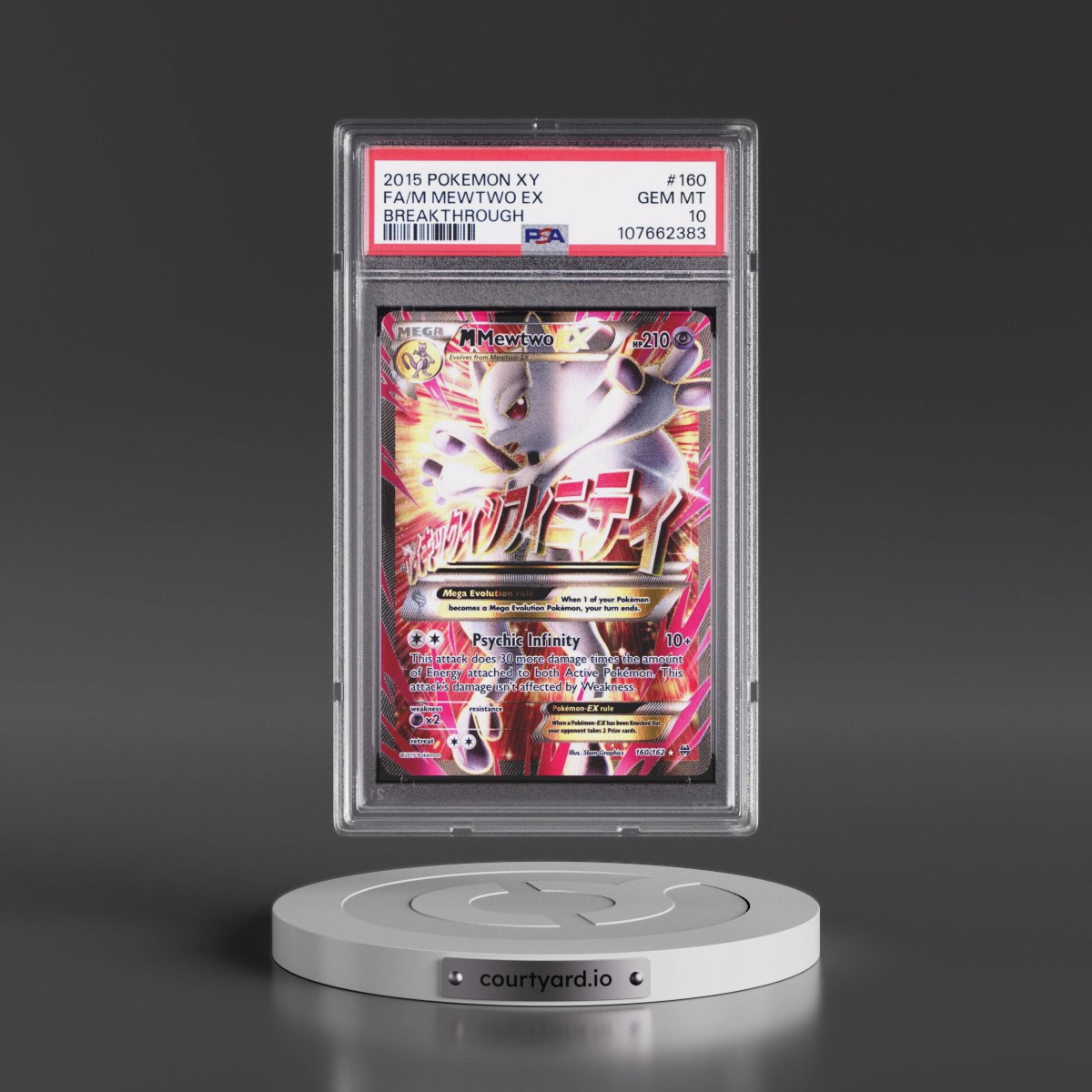 2015 Pokémon XY Breakthrough #160 M Mewtwo EX - Holo Full Art (PSA 10 GEM MINT)