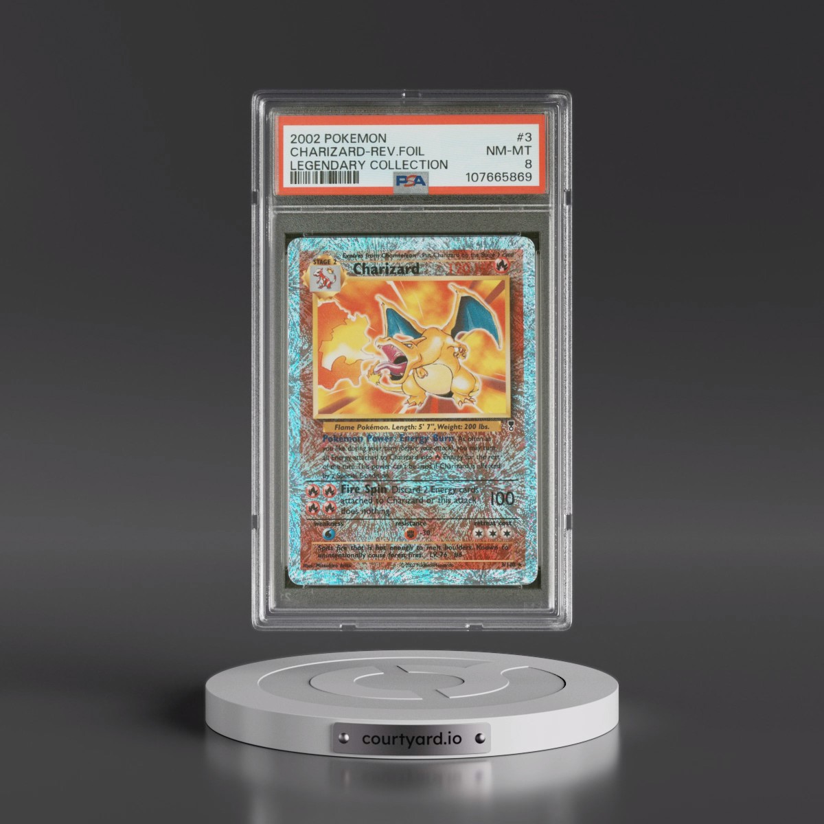 2002 Pokémon Legendary Collection #3 Charizard - Reverse Foil (PSA 8 NM-MT)