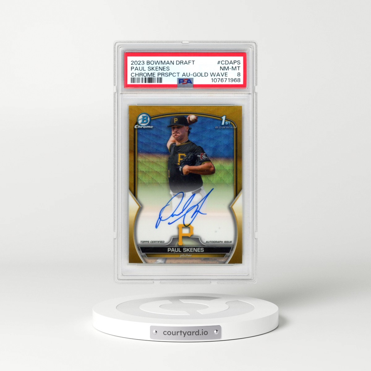 2023 Bowman Draft Chrome Prospect Autograph #CDAPS Paul Skenes - Gold Wave (PSA 8 NM-MT)