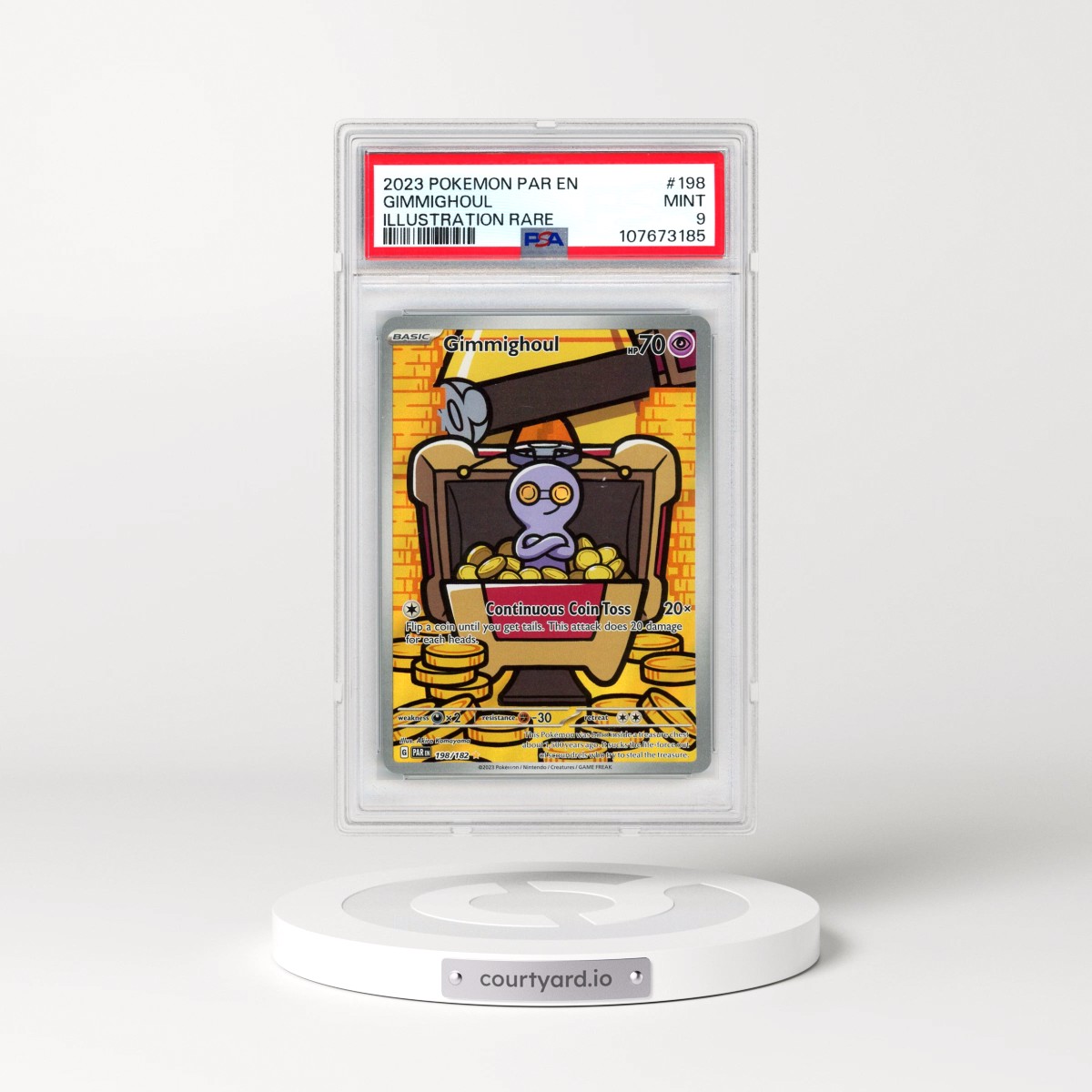 2023 Pokémon Par EN-Paradox Rift #198 Gimmighoul - Illustration Rare (PSA 9 MINT)