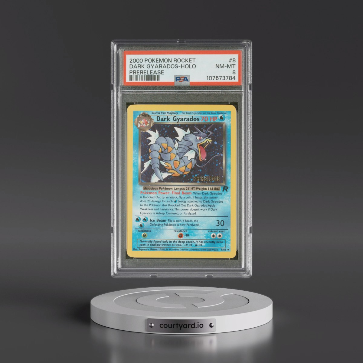 2000 Pokémon Rocket #8 Dark Gyarados - Holo Prerelease (PSA 8 NM-MT)