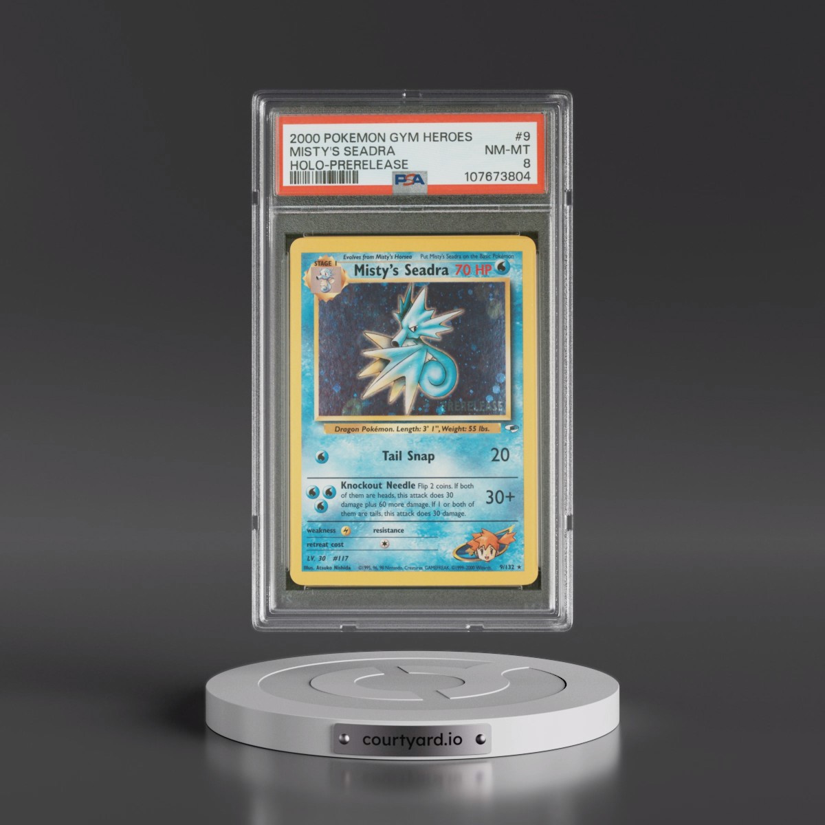 2000 Pokémon Gym Heroes #9 Misty's Seadra - Holo-Prerelease (PSA 8 NM-MT)