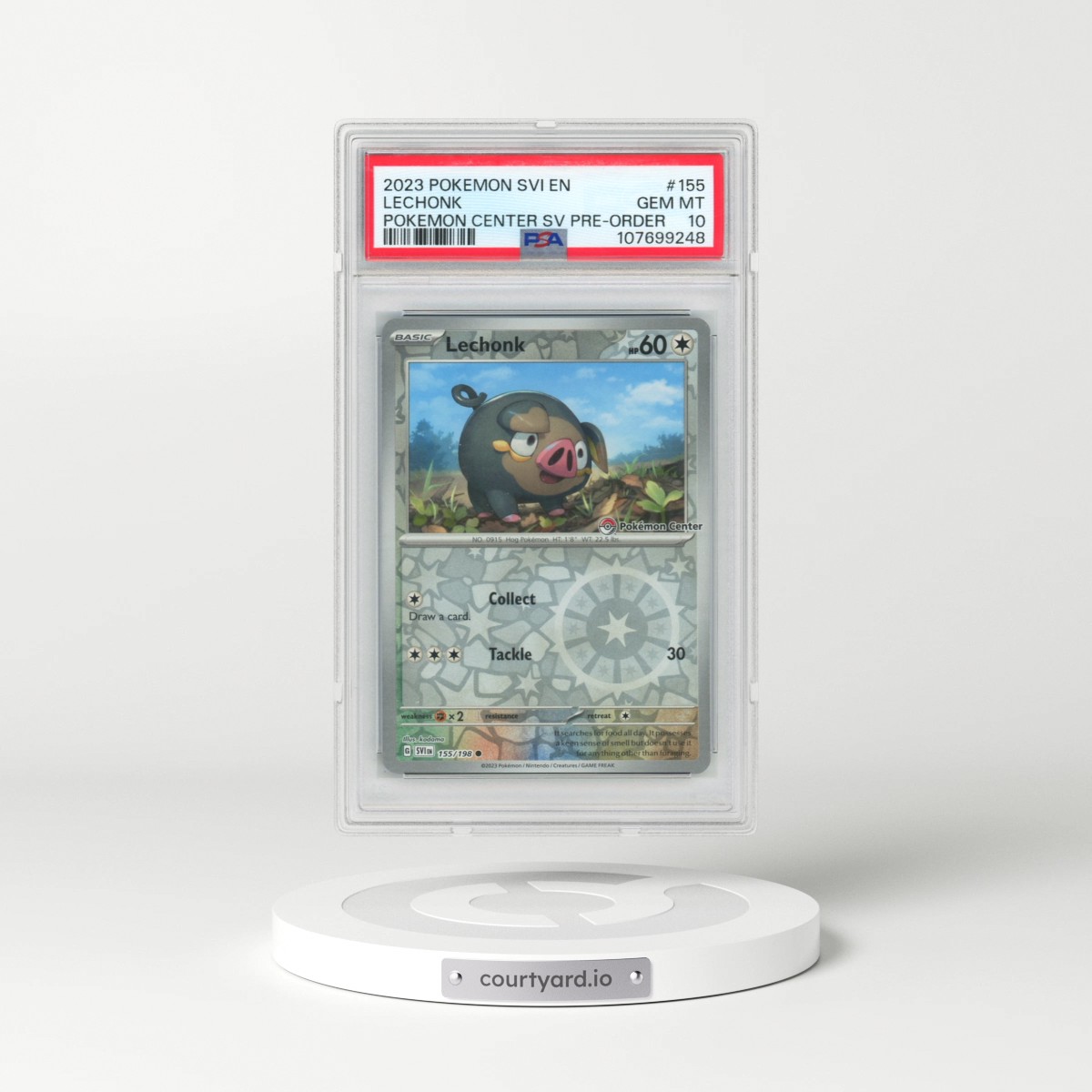 2023 Pokémon Svi EN-Scarlet & Violet #155 Lechonk - Pokemon Center Scarlet & Violet Pre-Order Promo (PSA 10 GEM MINT)