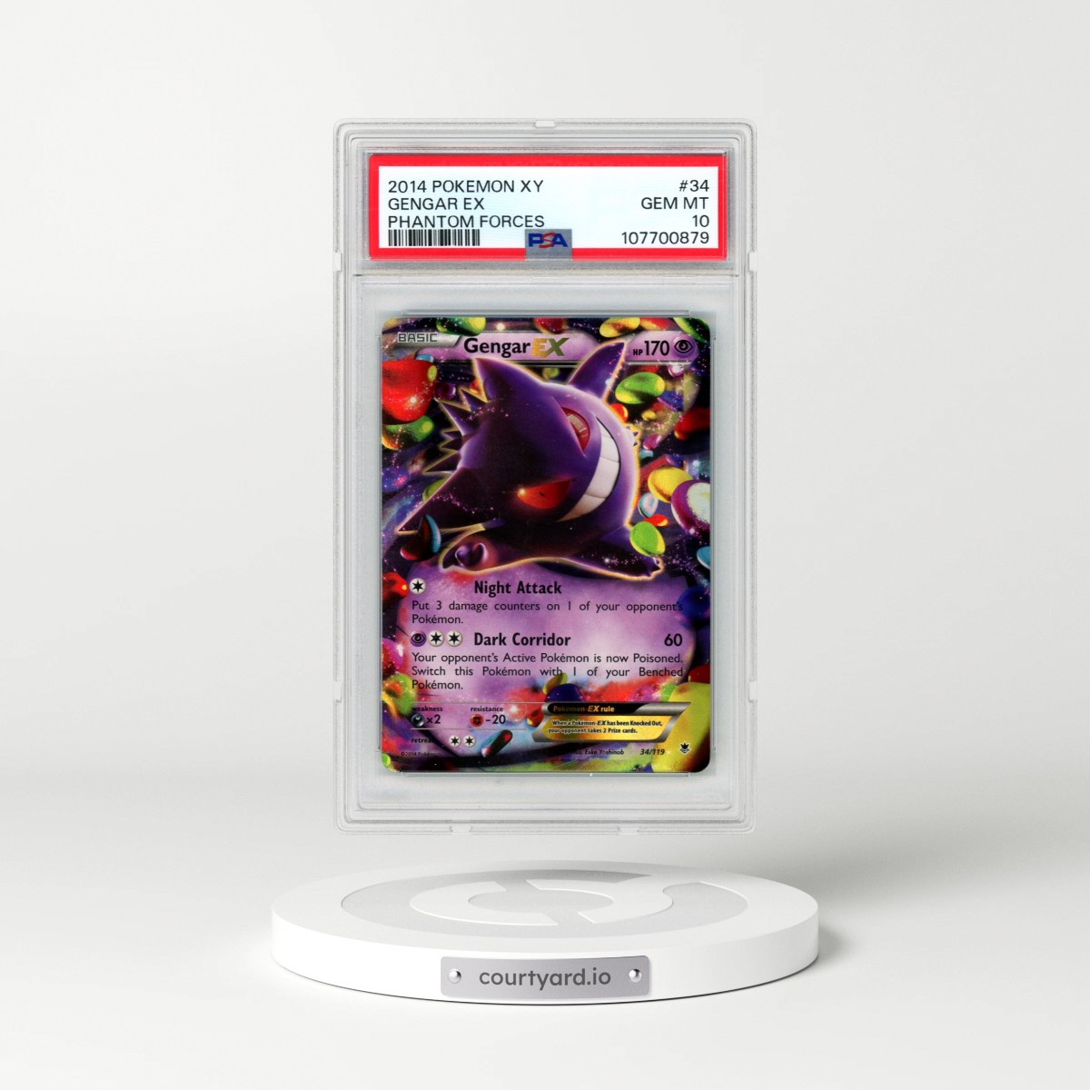 2014 Pokémon XY Phantom Forces #34 Gengar EX - Holo (PSA 10 GEM MINT)