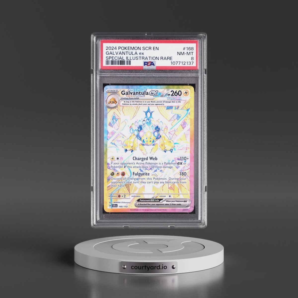 2024 Pokémon Scr EN-Stellar Crown #168 Galvantula EX - Holo Special Illustration Rare (PSA 8 NM-MT)