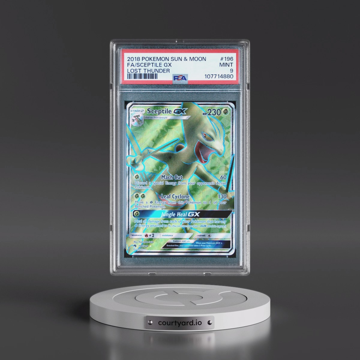 2018 Pokémon Sun & Moon Lost Thunder #196 Sceptile GX - Holo Full Art (PSA 9 MINT)