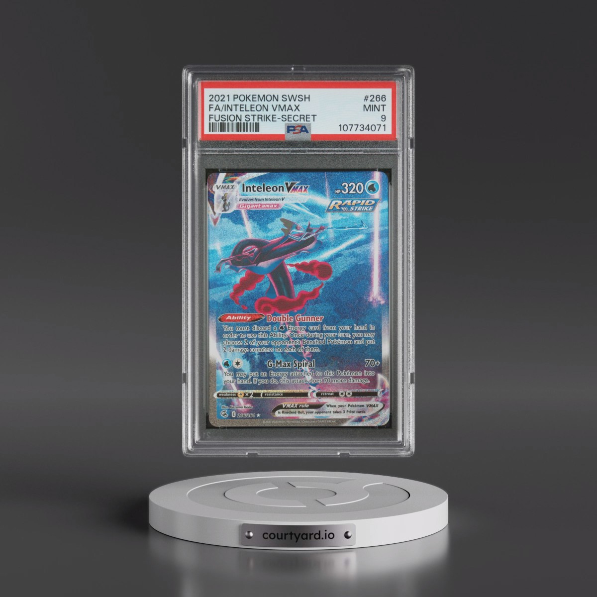 2021 Pokémon Sword & Shield Fusion Strike #266 Inteleon Vmax - Full Art Secret (PSA 9 MINT)