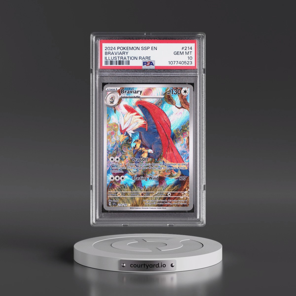 2024 Pokémon Ssp EN-Surging Sparks #214 Braviary - Illustration Rare (PSA 10 GEM MINT)