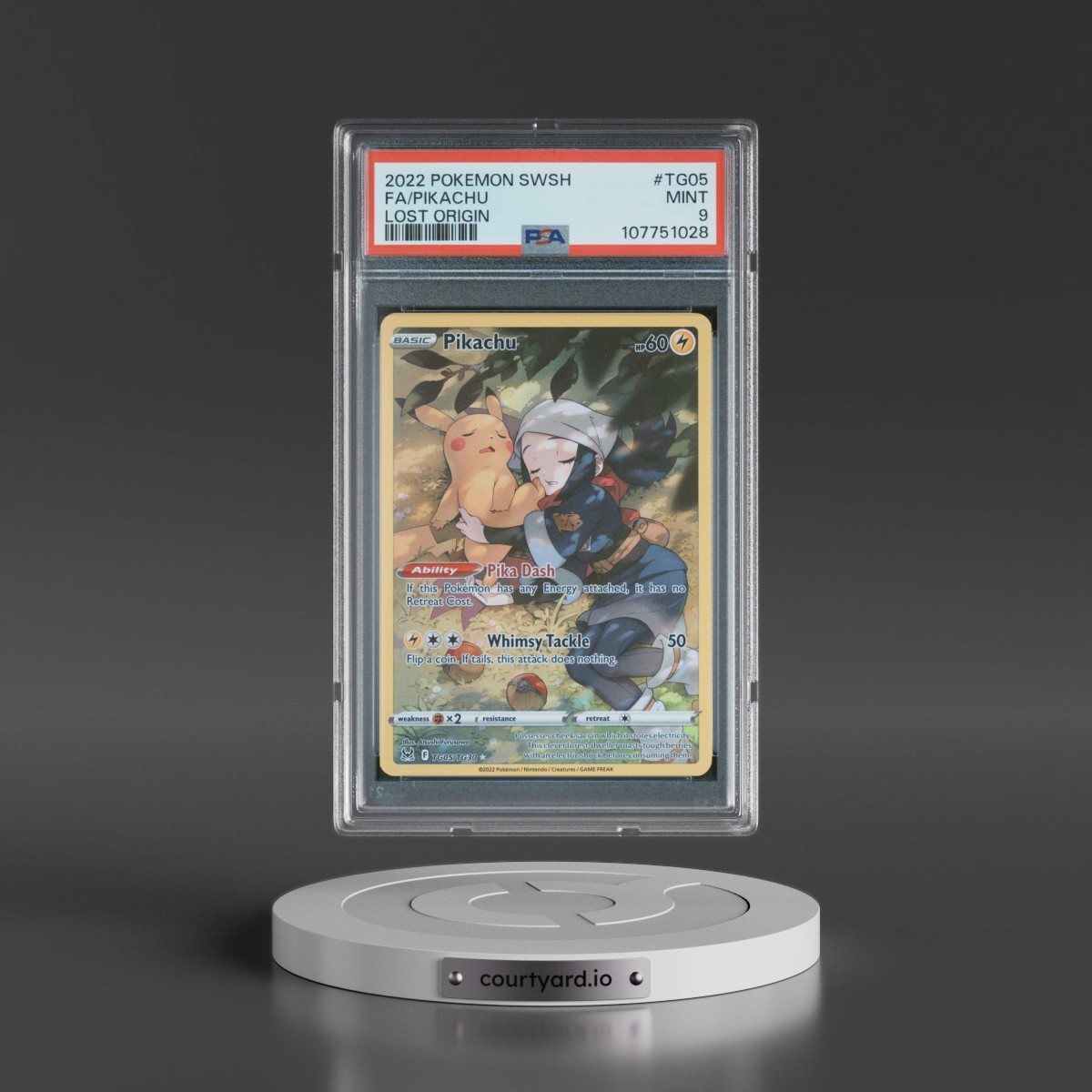2022 Pokémon Sword & Shield Lost Origin #TG05 Pikachu - Full Art (PSA 9 MINT)