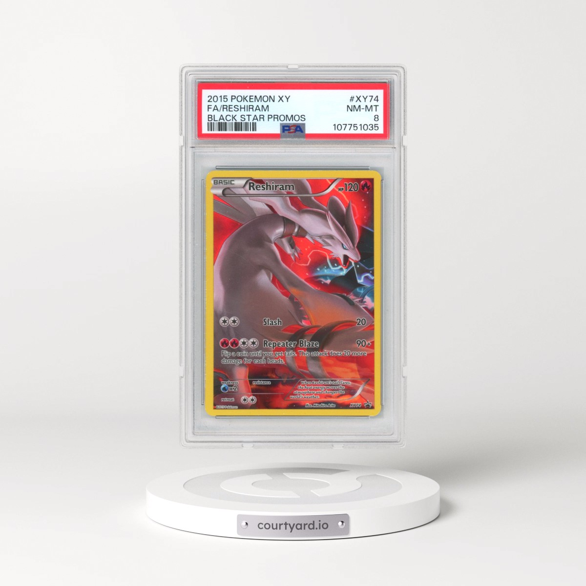 2015 Pokémon XY Black Star Promos #XY74 Reshiram - Full Art (PSA 8 NM-MT)