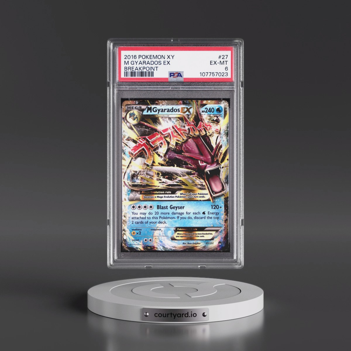 2016 Pokémon XY Breakpoint #27 M Gyarados EX - Holo (PSA 6 EX-MT)
