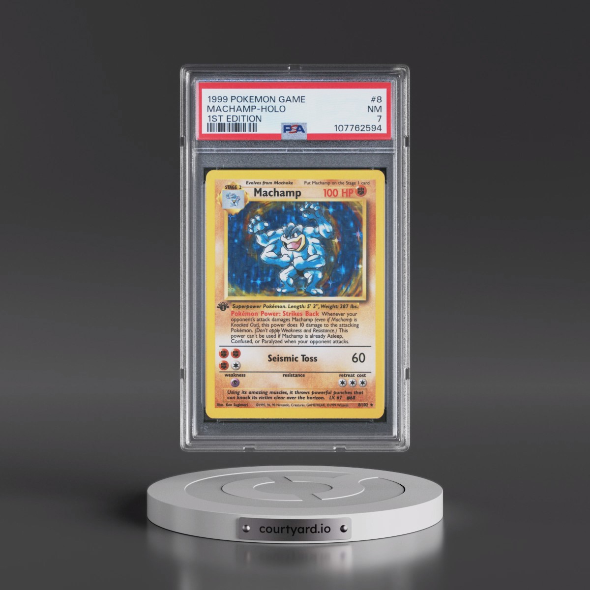 1999 Pokémon Game #8 Machamp - 1st Edition Holo (PSA 7 NM)