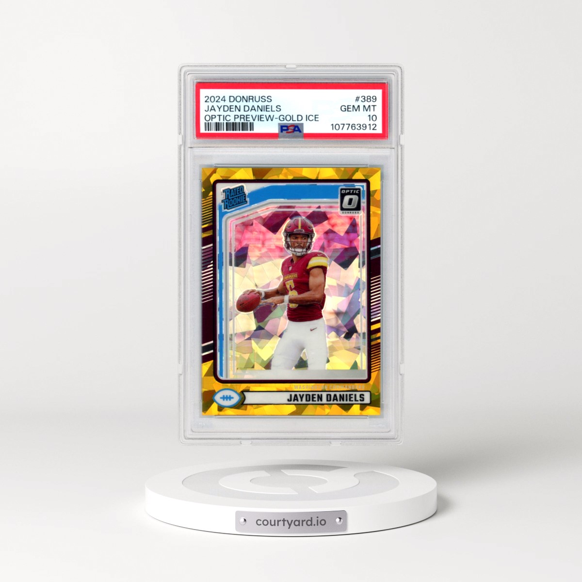 2024 Panini Donruss #389 Jayden Daniels - Optic Preview-Gold Ice (PSA 10 GEM MINT)