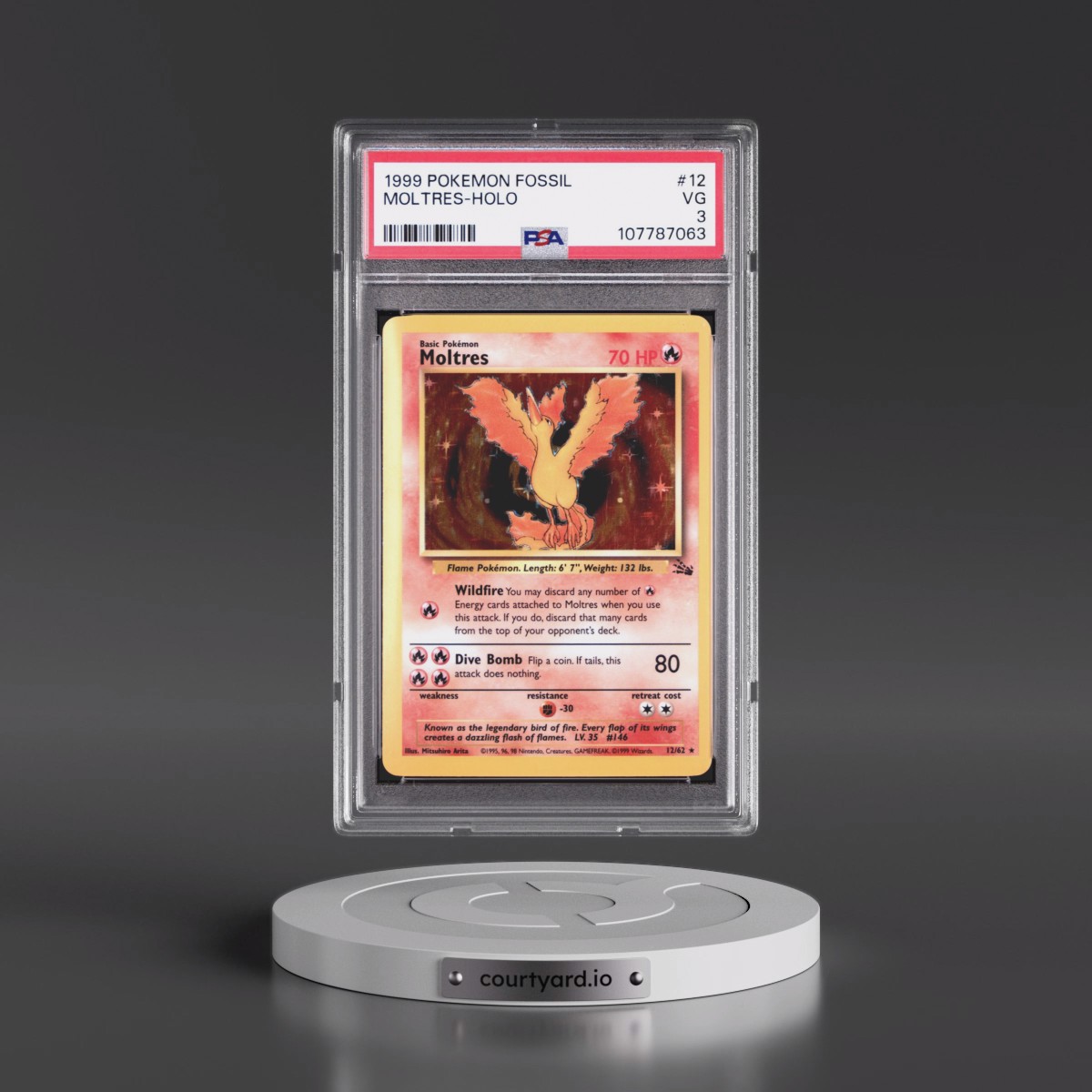 1999 Pokémon Fossil #12 Moltres - Holo (PSA 3 VG)