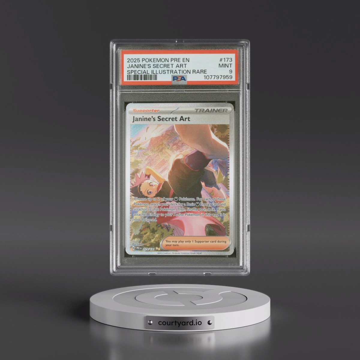 2025 Pokémon Pre EN-Prismatic Evolutions #173 Janine's Secret Art - Special Illustration Rare (PSA 9 MINT)