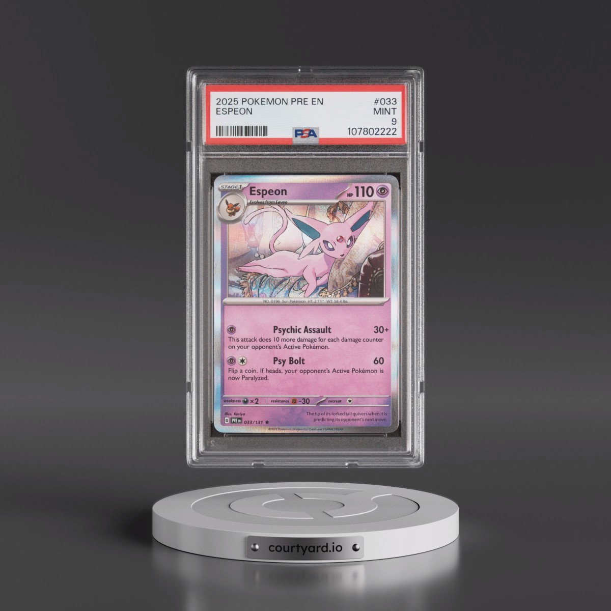 2025 Pokémon Pre EN-Prismatic Evolutions #033 Espeon (PSA 9 MINT)