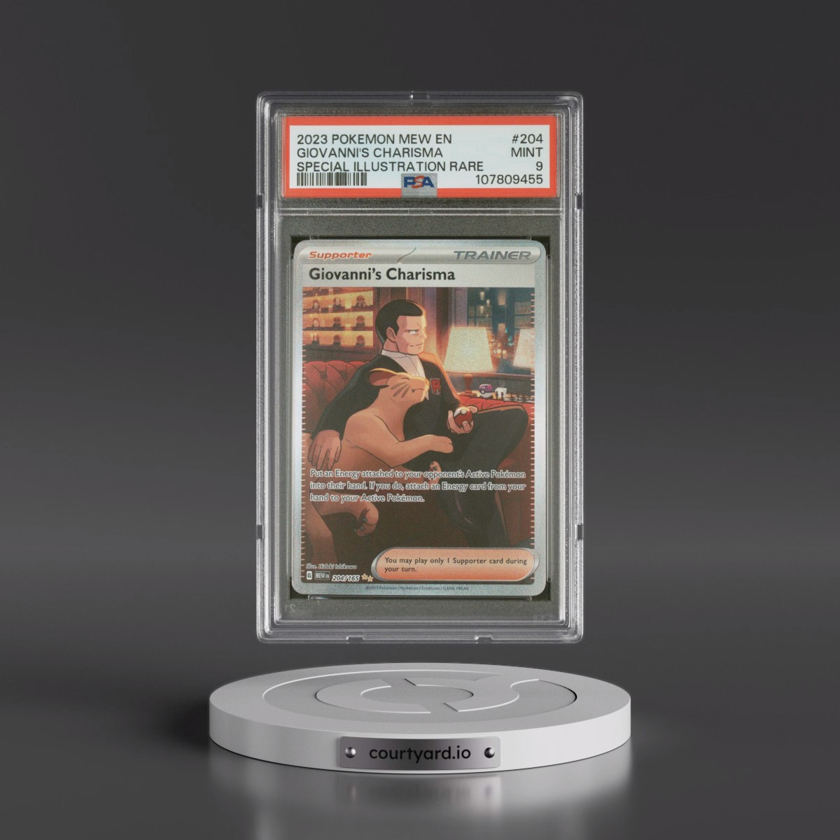 2023 Pokémon Mew EN-151 #204 Giovanni's Charisma - Special Illustration Rare (PSA 9 MINT)
