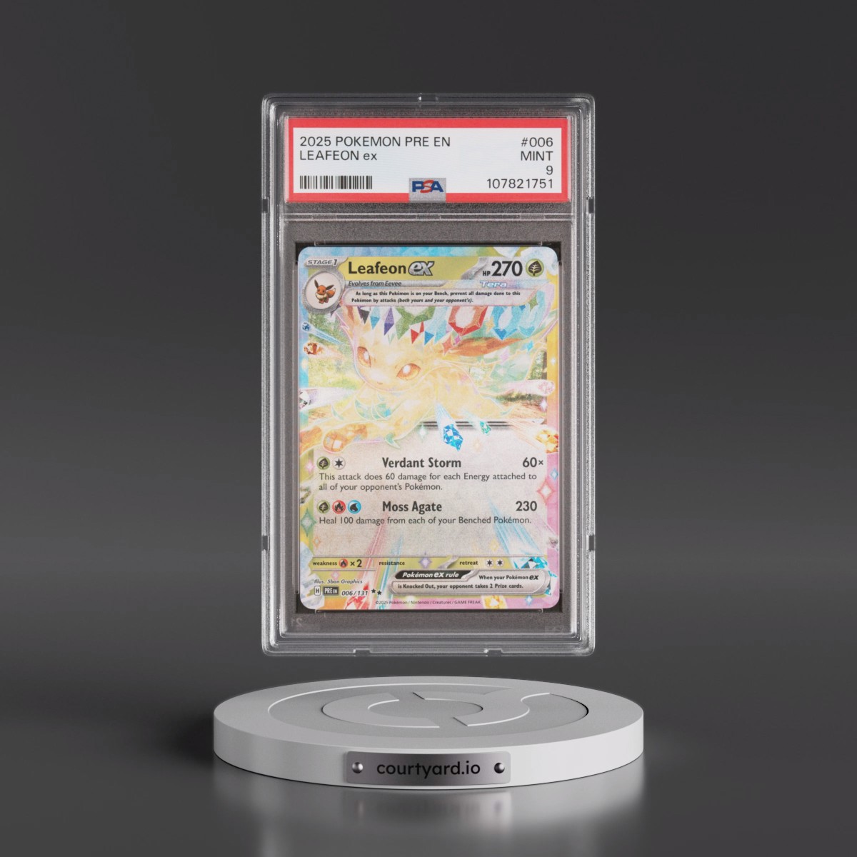 2025 Pokémon Pre EN-Prismatic Evolutions #006 Leafeon EX - Holo (PSA 9 MINT)