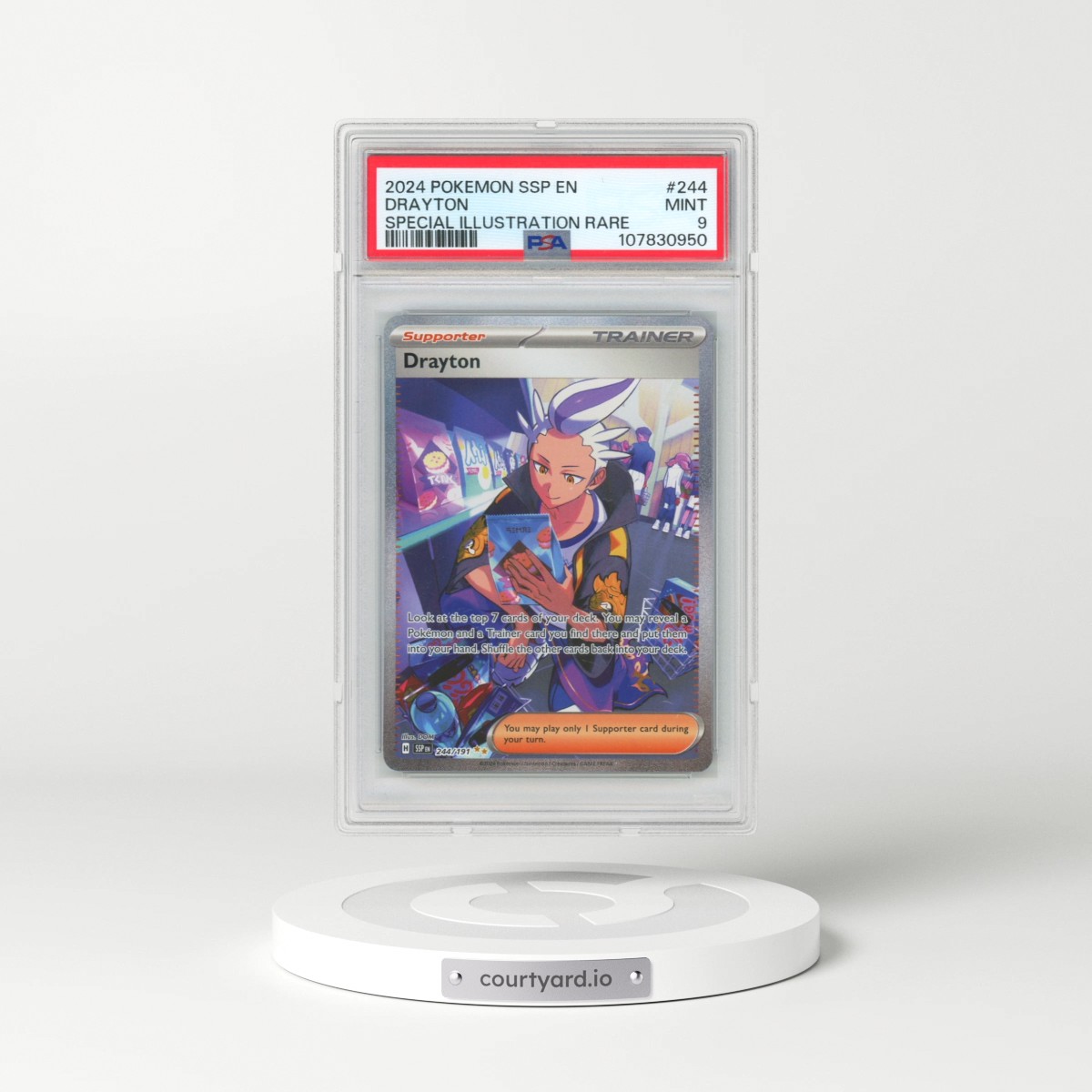2024 Pokémon Ssp EN-Surging Sparks #244 Drayton - Special Illustration Rare (PSA 9 MINT)
