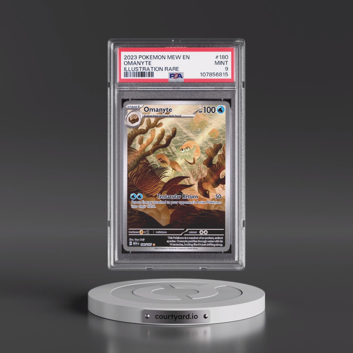 2023 Pokémon Mew EN-151 #180 Omanyte - Illustration Rare (PSA 9 MINT)