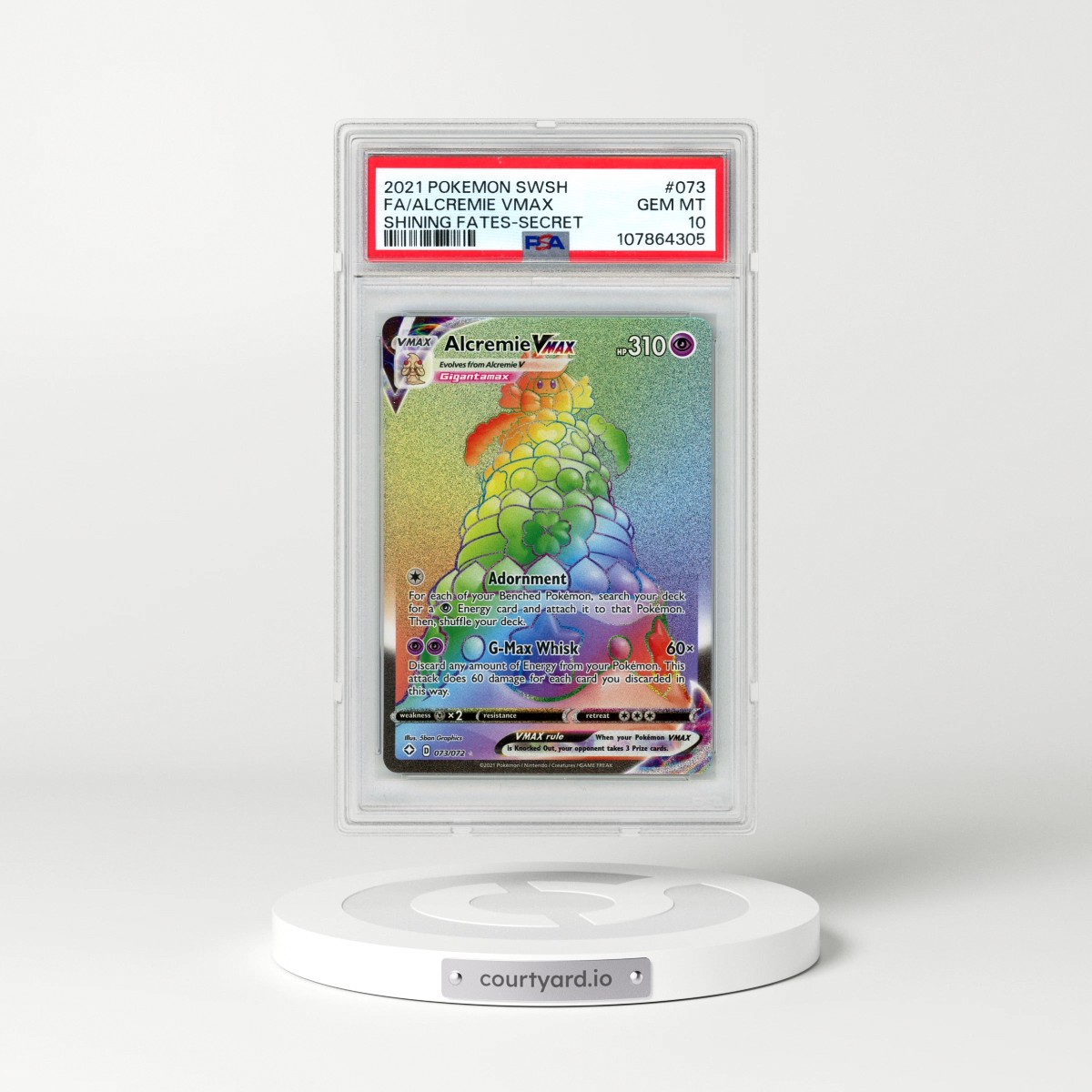 2021 Pokémon Sword & Shield Shining Fates #073 Alcremie Vmax - Full Art Secret (PSA 10 GEM MINT)