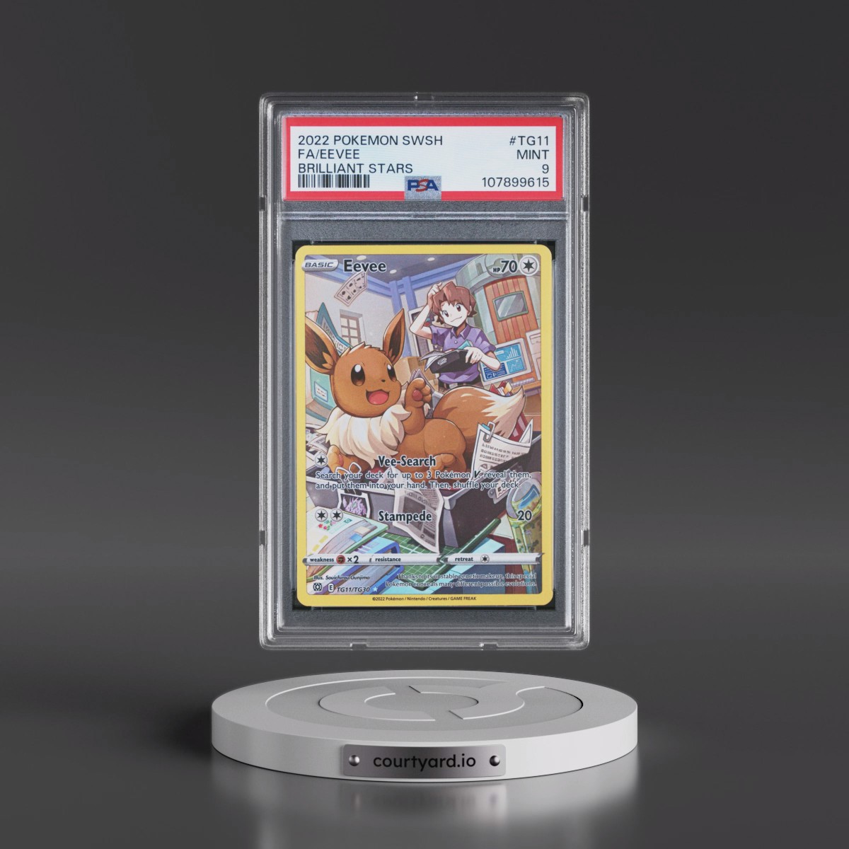 2022 Pokémon Sword & Shield Brilliant Stars #TG11 Eevee - Full Art (PSA 9 MINT)
