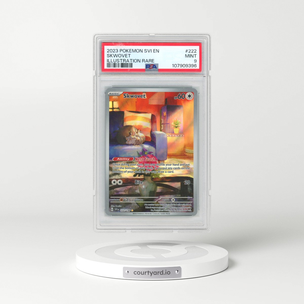 2023 Pokémon Svi EN-Scarlet & Violet #222 Skwovet - Illustration Rare (PSA 9 MINT)