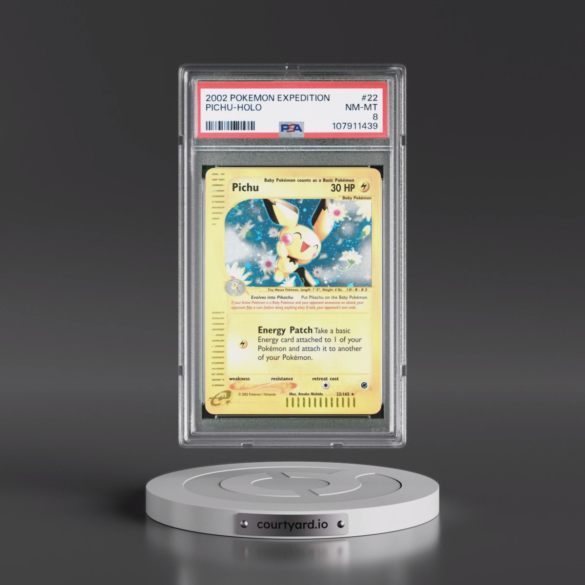 2002 Pokémon Expedition #22 Pichu - Holo (PSA 8 NM-MT)