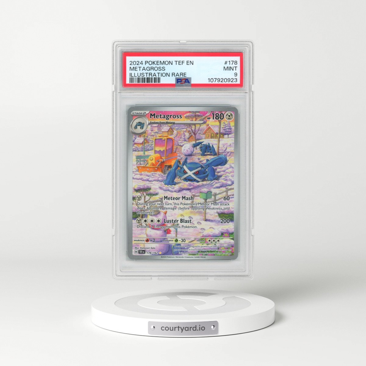 2024 Pokémon Tef EN-Temporal Forces #178 Metagross - Illustration Rare (PSA 9 MINT)