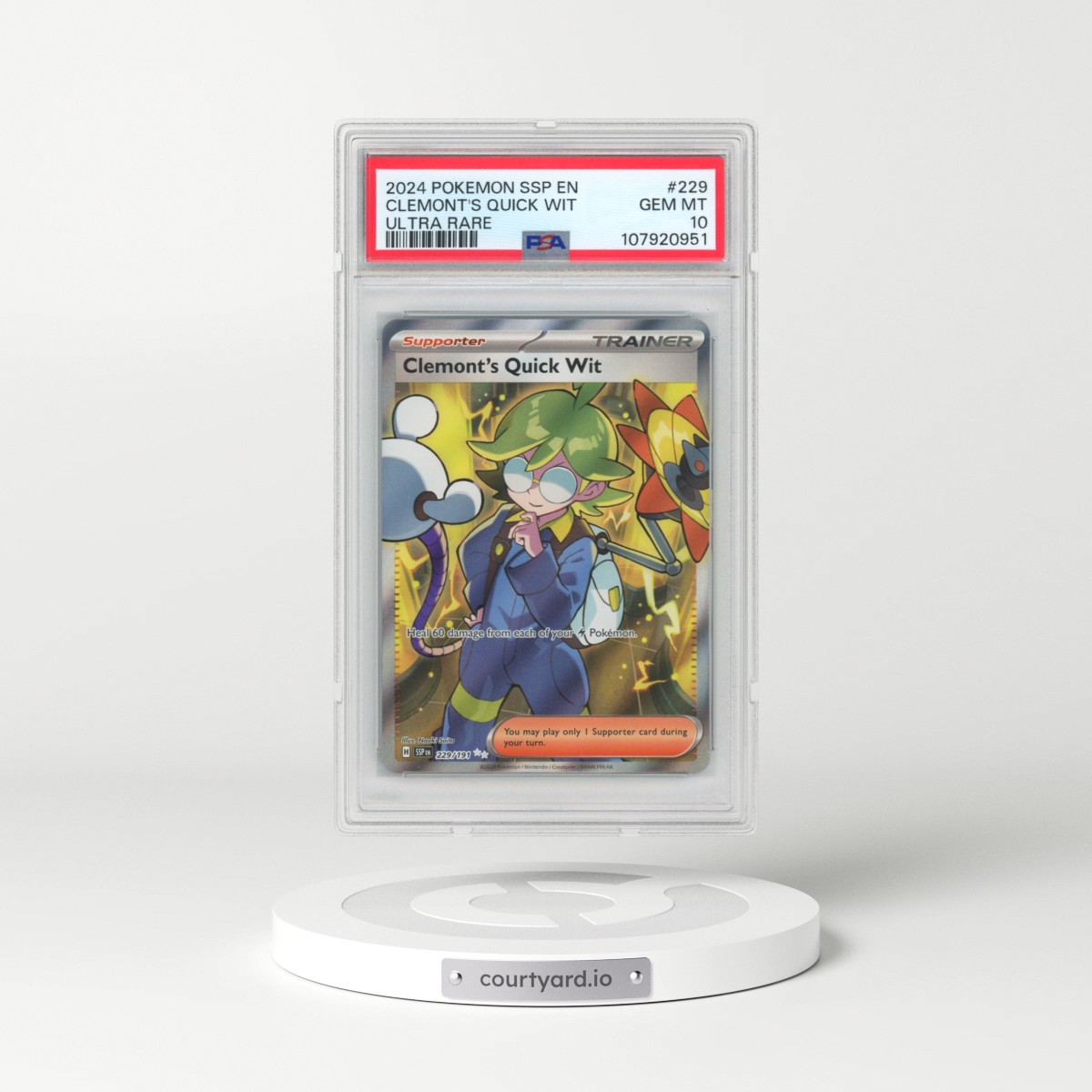2024 Pokémon Ssp EN-Surging Sparks #229 Clemont's Quick Wit - Ultra Rare (PSA 10 GEM MINT)