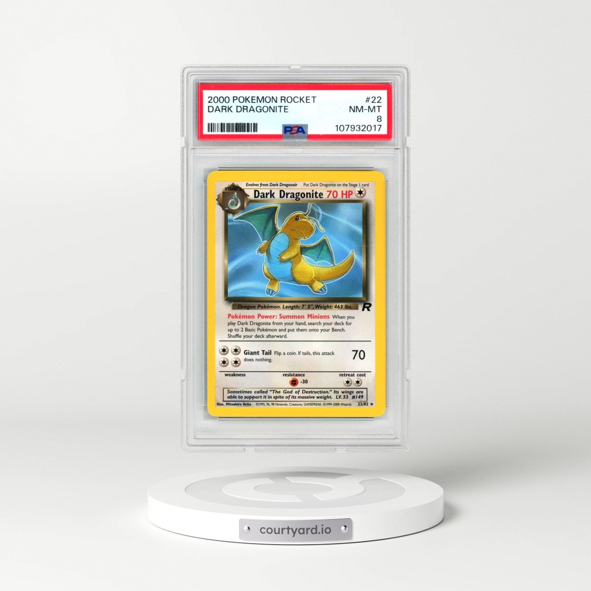 2000 Pokémon Rocket #22 Dark Dragonite (PSA 8 NM-MT)
