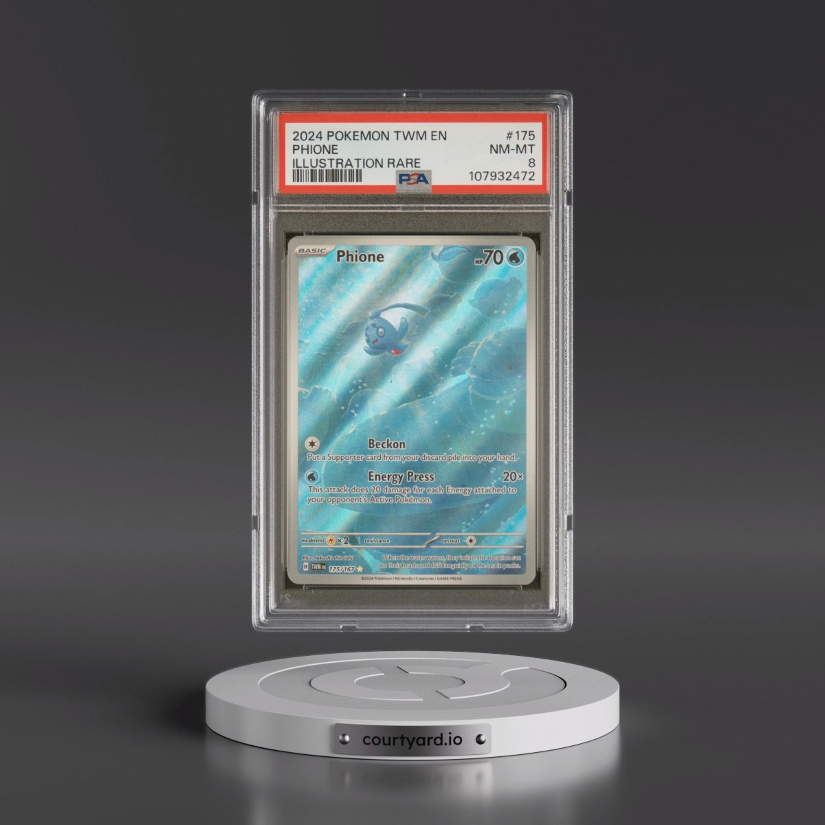 2024 Pokémon Twm EN-Twilight Masquerade #175 Phione - Illustration Rare (PSA 8 NM-MT)