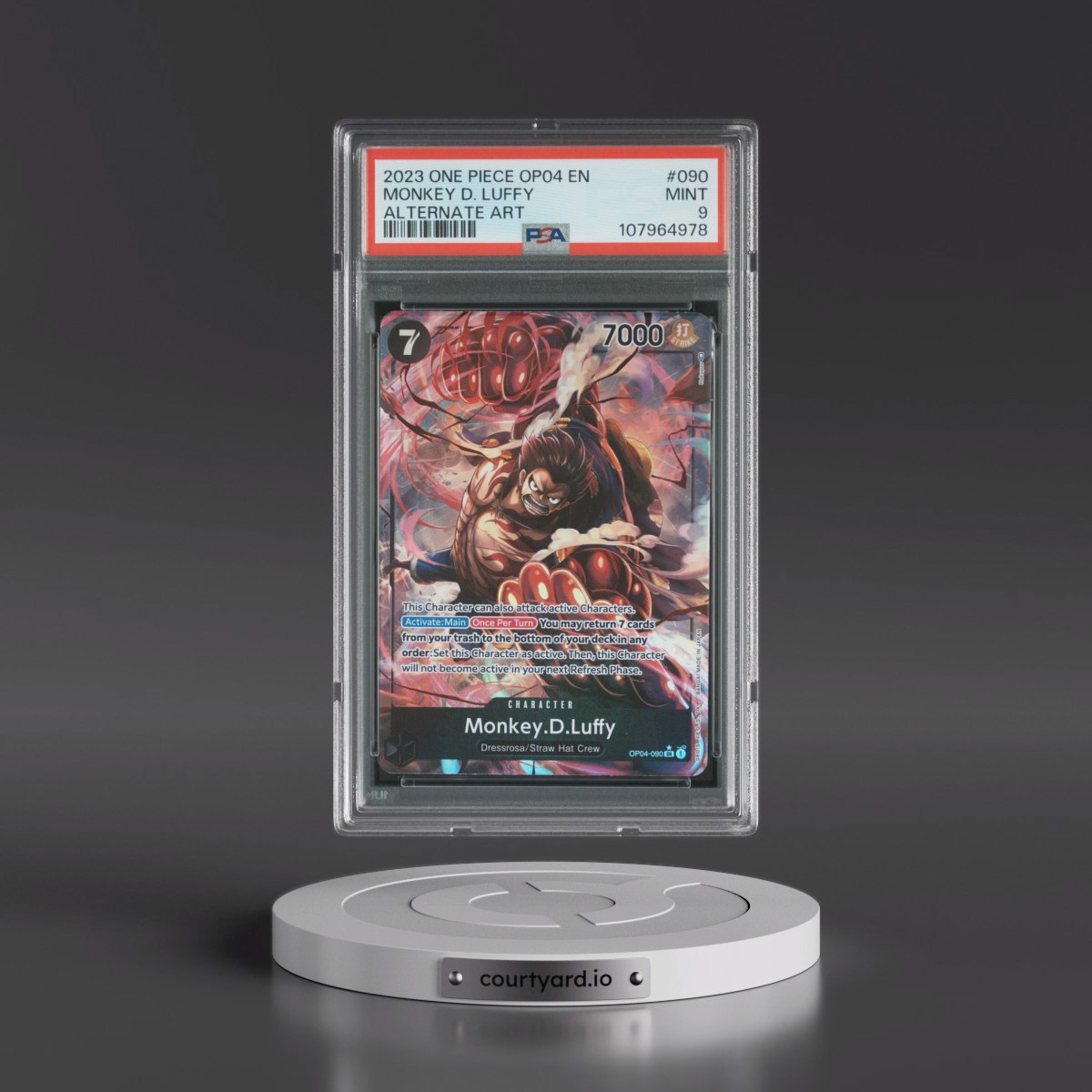 2023 One Piece OP04-Kingdoms of Intrigue #090 Monkey D. Luffy - Alternate Art (PSA 9 MINT)
