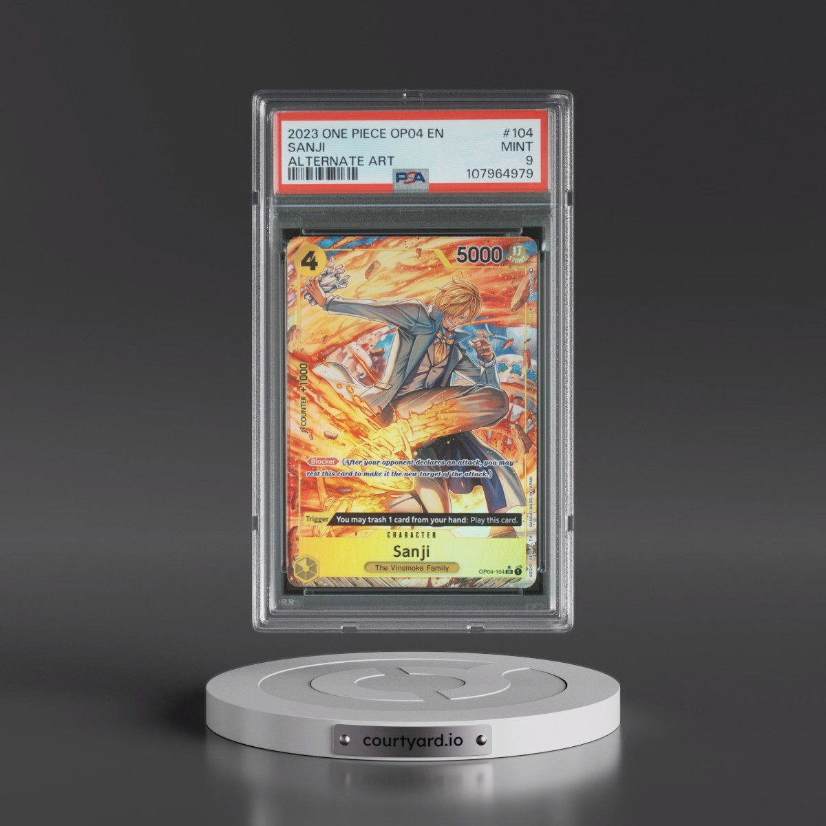 2023 One Piece OP04-Kingdoms of Intrigue #104 Sanji - Alternate Art (PSA 9 MINT)