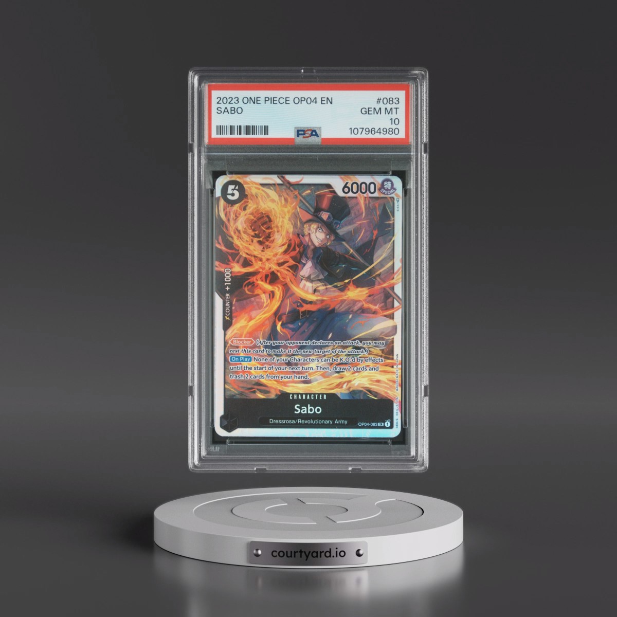 2023 One Piece OP04-Kingdoms of Intrigue #083 Sabo (PSA 10 GEM MINT)