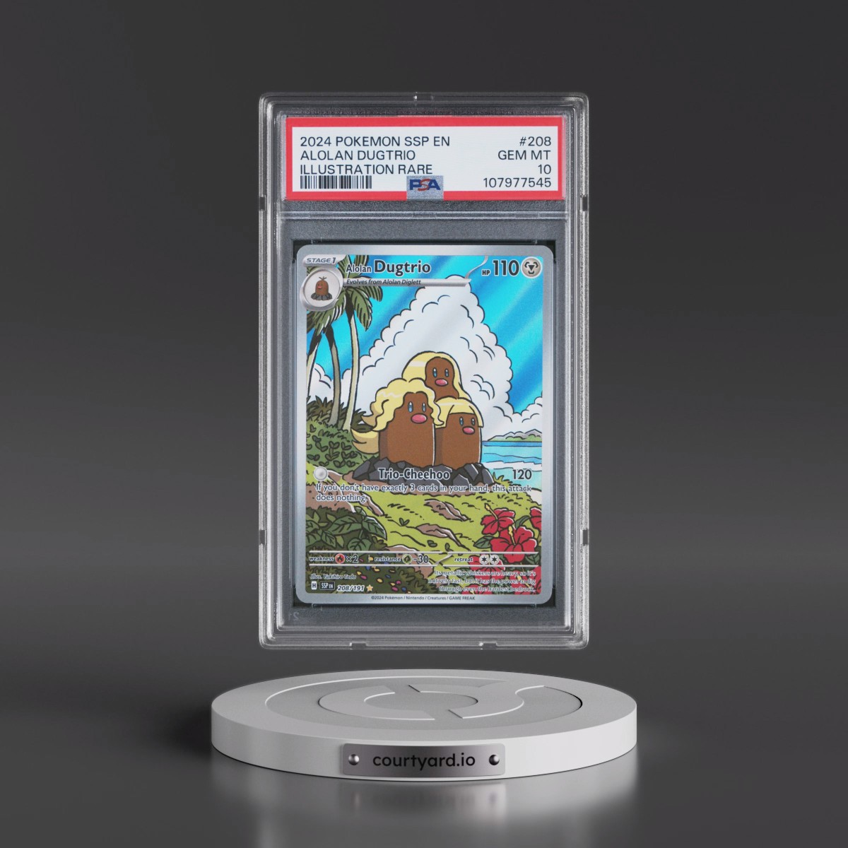 2024 Pokémon Ssp EN-Surging Sparks #208 Alolan Dugtrio - Illustration Rare (PSA 10 GEM MINT)