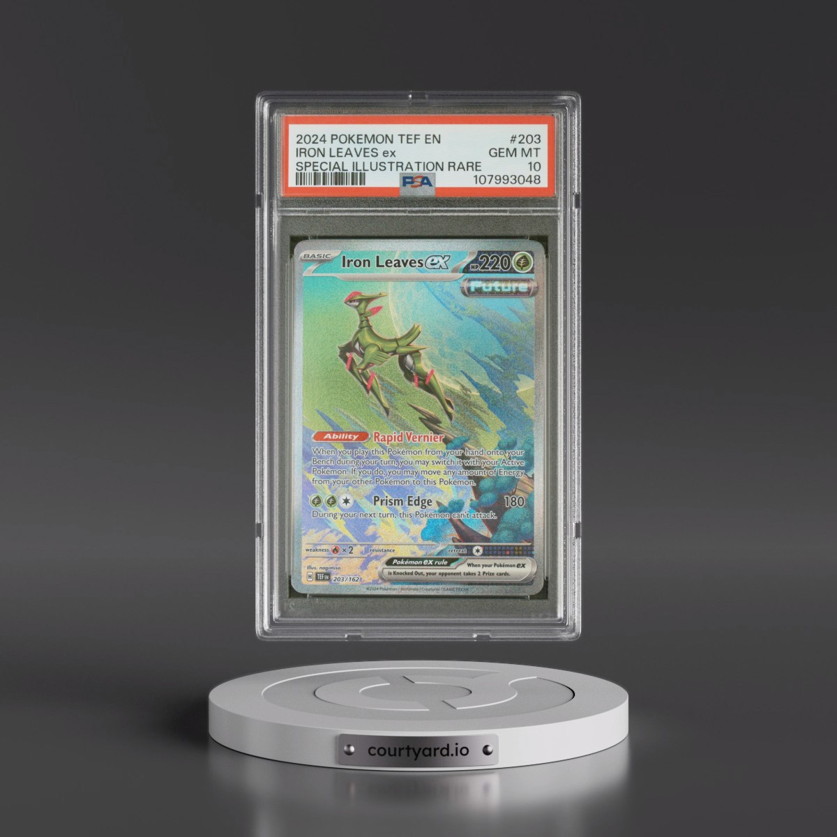 2024 Pokémon Tef EN-Temporal Forces #203 Iron Leaves EX - Holo Special Illustration Rare (PSA 10 GEM MINT)